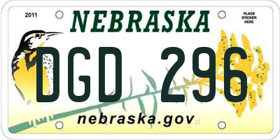 NE license plate DGD296