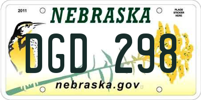 NE license plate DGD298