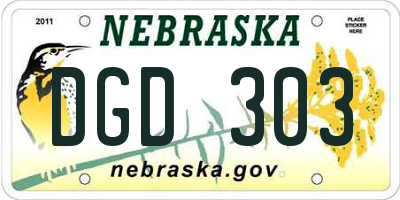 NE license plate DGD303