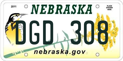 NE license plate DGD308