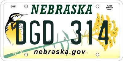 NE license plate DGD314
