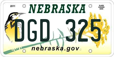 NE license plate DGD325