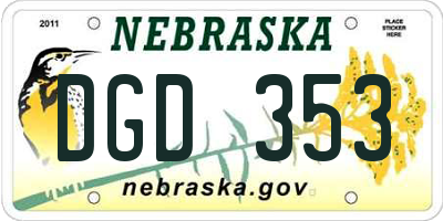 NE license plate DGD353