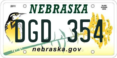 NE license plate DGD354