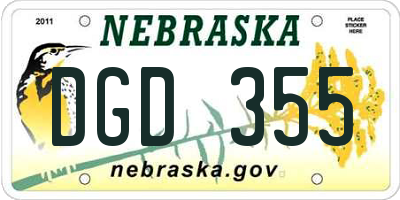 NE license plate DGD355