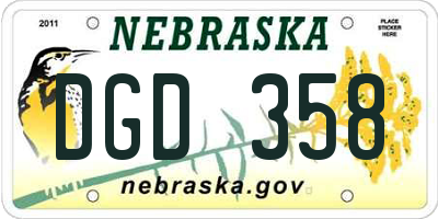 NE license plate DGD358