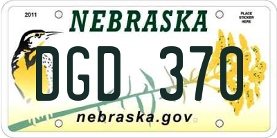 NE license plate DGD370