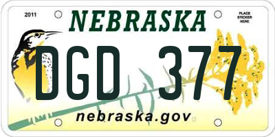 NE license plate DGD377