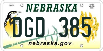 NE license plate DGD385