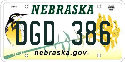 NE license plate DGD386