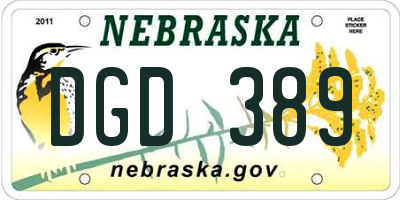 NE license plate DGD389