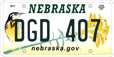 NE license plate DGD407