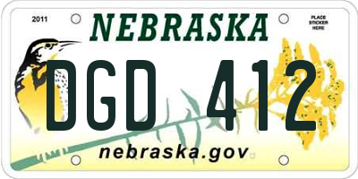 NE license plate DGD412