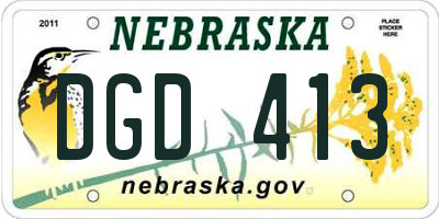 NE license plate DGD413