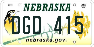 NE license plate DGD415