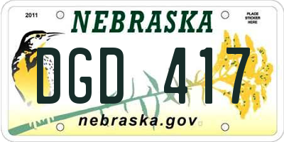 NE license plate DGD417