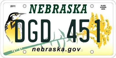 NE license plate DGD451