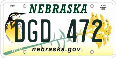 NE license plate DGD472