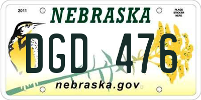 NE license plate DGD476