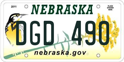 NE license plate DGD490