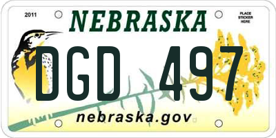 NE license plate DGD497