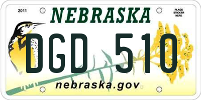NE license plate DGD510