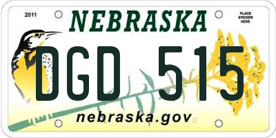 NE license plate DGD515