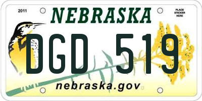 NE license plate DGD519