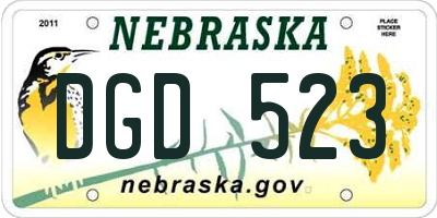 NE license plate DGD523