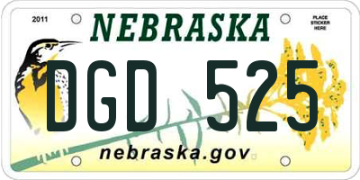 NE license plate DGD525
