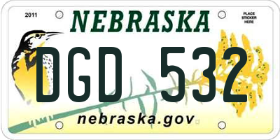 NE license plate DGD532