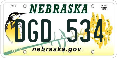 NE license plate DGD534