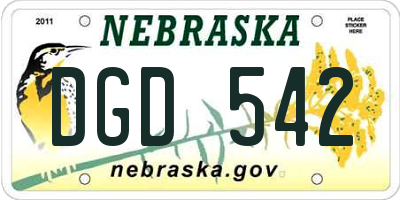 NE license plate DGD542