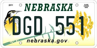 NE license plate DGD551