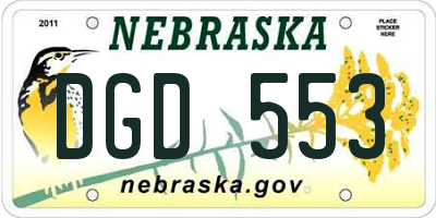 NE license plate DGD553
