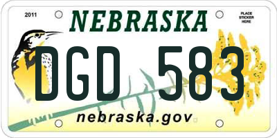 NE license plate DGD583