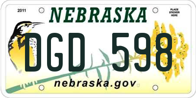 NE license plate DGD598