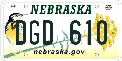 NE license plate DGD610