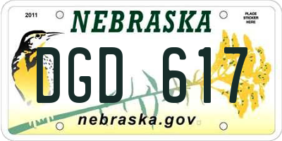 NE license plate DGD617