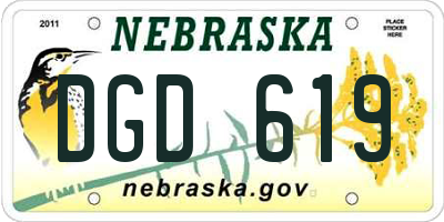 NE license plate DGD619