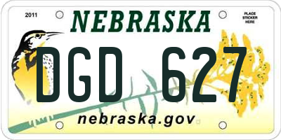NE license plate DGD627