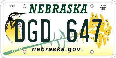 NE license plate DGD647
