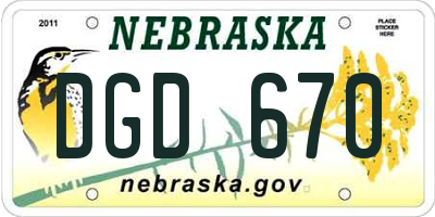 NE license plate DGD670