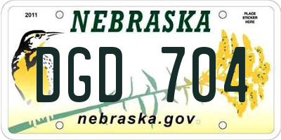 NE license plate DGD704