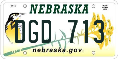 NE license plate DGD713