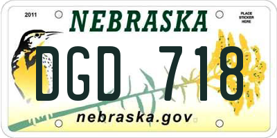 NE license plate DGD718