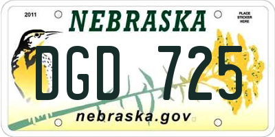 NE license plate DGD725