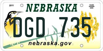NE license plate DGD735