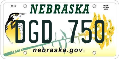 NE license plate DGD750