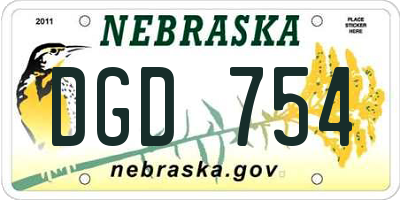 NE license plate DGD754